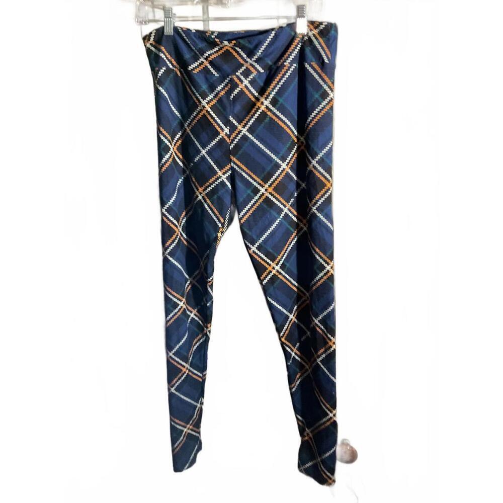 Lula Roe Blue Plaid Leggings TC